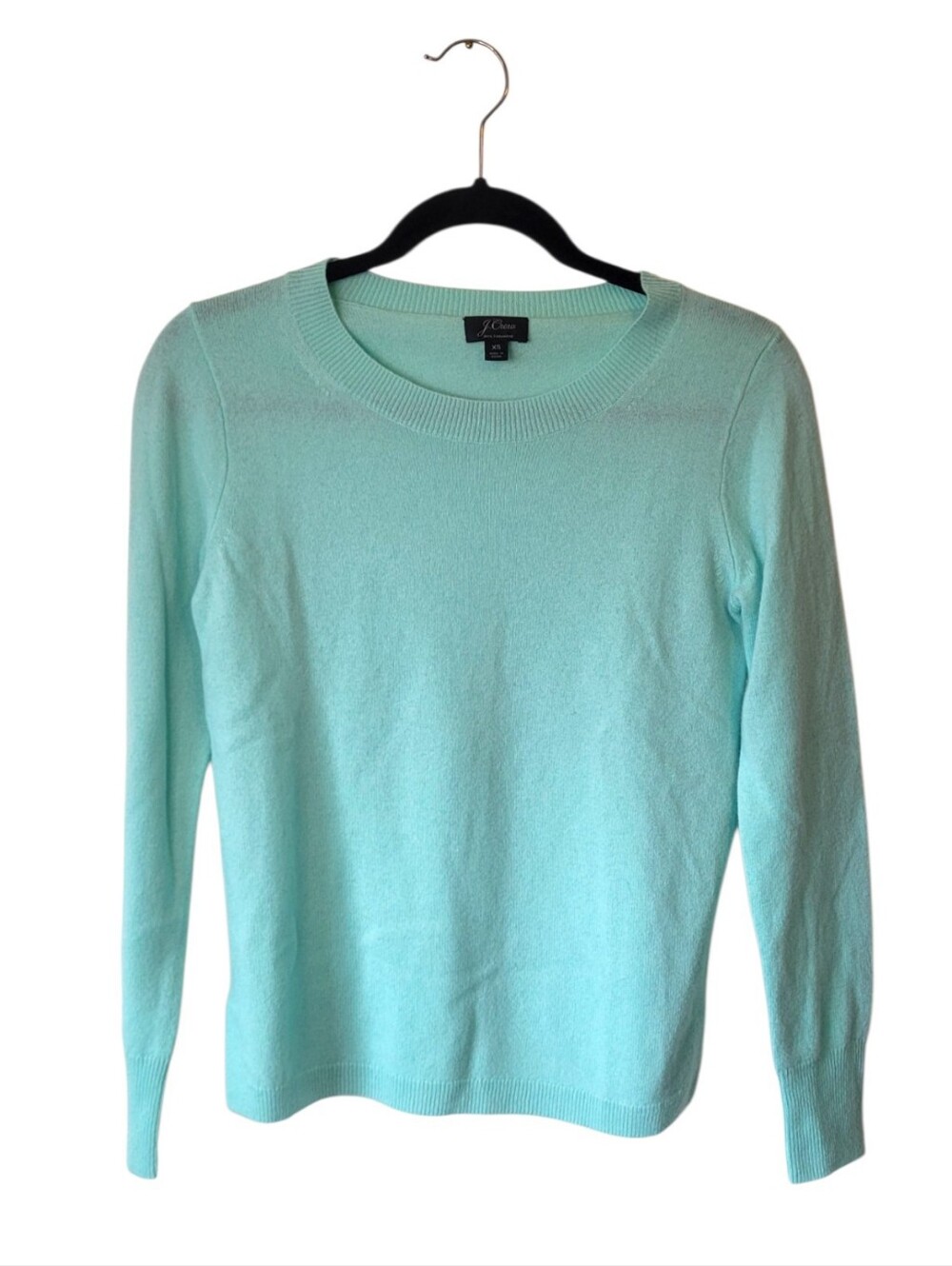 J. Crew 100% Cashmere Aqua Crewneck Sweater Size XS